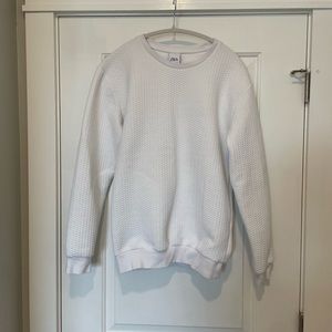 Zara - Mens White textured Sweatshirt